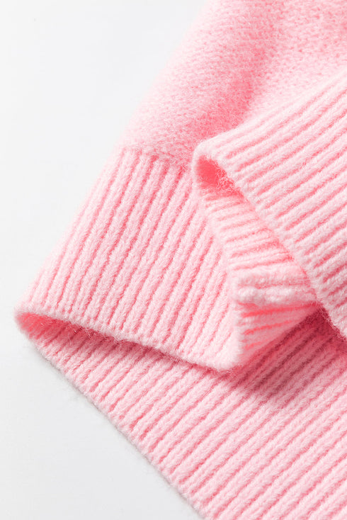 Floral Applique Shoulder Detail Soft Knit Sweater