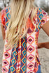 Floral Aztec Geometric Cap Sleeve Top