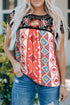 Floral Aztec Geometric Cap Sleeve Top