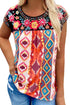 Floral Aztec Geometric Cap Sleeve Top