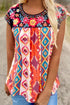 Floral Aztec Geometric Cap Sleeve Top