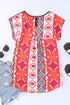 Floral Aztec Geometric Cap Sleeve Top