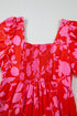 Floral Bubble Sleeve Sweetheart Neck Ruffled Mini Dress