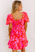 Floral Bubble Sleeve Sweetheart Neck Ruffled Mini Dress