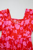 Floral Bubble Sleeve Sweetheart Neck Ruffled Mini Dress