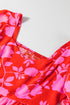 Floral Bubble Sleeve Sweetheart Neck Ruffled Mini Dress