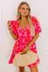 Floral Bubble Sleeve Sweetheart Neck Ruffled Mini Dress