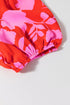 Floral Bubble Sleeve Sweetheart Neck Ruffled Mini Dress