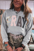 Floral Buffalo Plaid Stripe Applique Western Pullover Sweatshirt