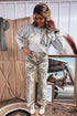 Floral Buffalo Plaid Stripe Applique Western Pullover Sweatshirt