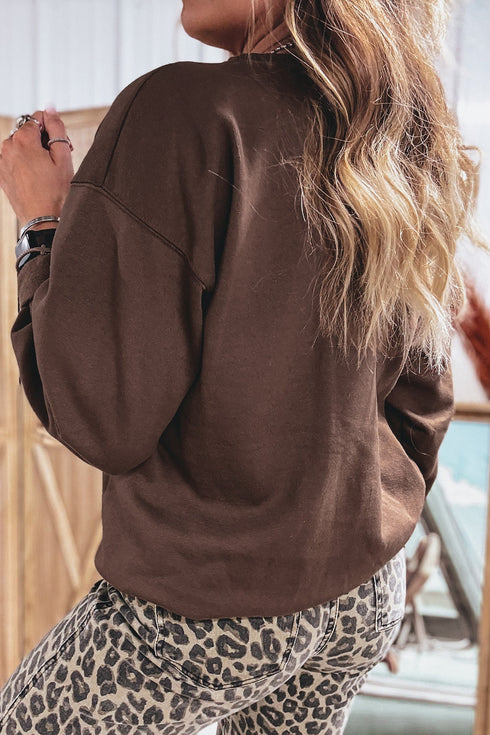 Floral Buffalo Plaid Striped Embroidered Patch Western Pullover Sweatshirt