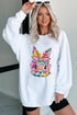 Floral Bunny Graphic Textured Corded Sweatshirt