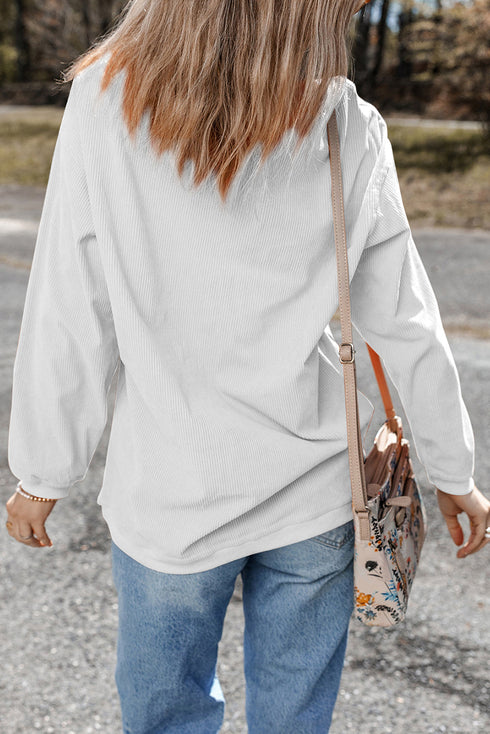 Floral Bunny Graphic Textured Corded Sweatshirt