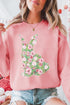 Floral Bunny Silhouette Crew Neck Pullover Sweatshirt