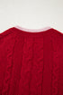 Floral Button Cable Knit Contrast Trim Cardigan