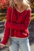 Floral Button Cable Knit Contrast Trim Cardigan