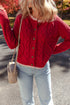 Floral Button Cable Knit Contrast Trim Cardigan