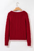 Floral Button Cable Knit Contrast Trim Cardigan