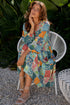 Floral Checkered Mixed Print Bubble Sleeve Ruffle Maxi Dress
