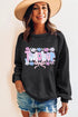 Floral Checkered Print Graphic Crew Neck Teacher Sweatshirt