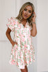 Floral Contrast Edge Layered Short Sleeve Mini Dress
