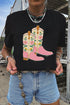 Floral Cowgirl Boots Western Graphic Summer Tee