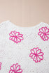 Floral Crochet Bell Sleeve Scalloped Hem Top