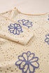 Floral Crochet Bell Sleeve Scalloped Hem Top