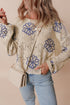 Floral Crochet Bell Sleeve Scalloped Hem Top