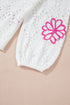 Floral Crochet Bell Sleeve Scalloped Hem Top