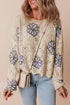 Floral Crochet Bell Sleeve Scalloped Hem Top
