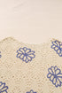 Floral Crochet Bell Sleeve Scalloped Hem Top