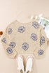 Floral Crochet Bell Sleeve Scalloped Hem Top