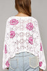 Floral Crochet Bell Sleeve Scalloped Hem Top