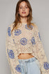 Floral Crochet Bell Sleeve Scalloped Hem Top