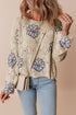 Floral Crochet Bell Sleeve Scalloped Hem Top