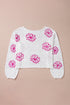 Floral Crochet Bell Sleeve Scalloped Hem Top