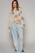 Floral Crochet Bell Sleeve Scalloped Hem Top