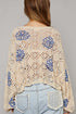 Floral Crochet Bell Sleeve Scalloped Hem Top