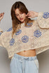 Floral Crochet Bell Sleeve Scalloped Hem Top