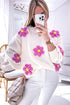 Floral Crochet Chunky Knit Sweater