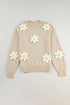 Floral Crochet Chunky Knit Sweater