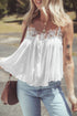 Floral Crochet Lace Yoke Slub Swing Tank Top