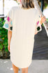 Floral Crochet Sleeve Jersey Knit Shift Dress