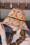 Floral Crochet Wide Brim Buckle Detail Hat