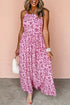 Floral Cutout Back Empire Waist Sleeveless Maxi Dress