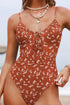 Floral Cutout Spaghetti Strap Tie V Neck Swimsuit