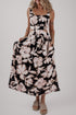 Floral Cutout Square Neck Knot Back Sleeveless Maxi Dress