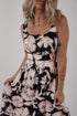 Floral Cutout Square Neck Knot Back Sleeveless Maxi Dress