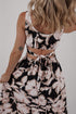 Floral Cutout Square Neck Knot Back Sleeveless Maxi Dress